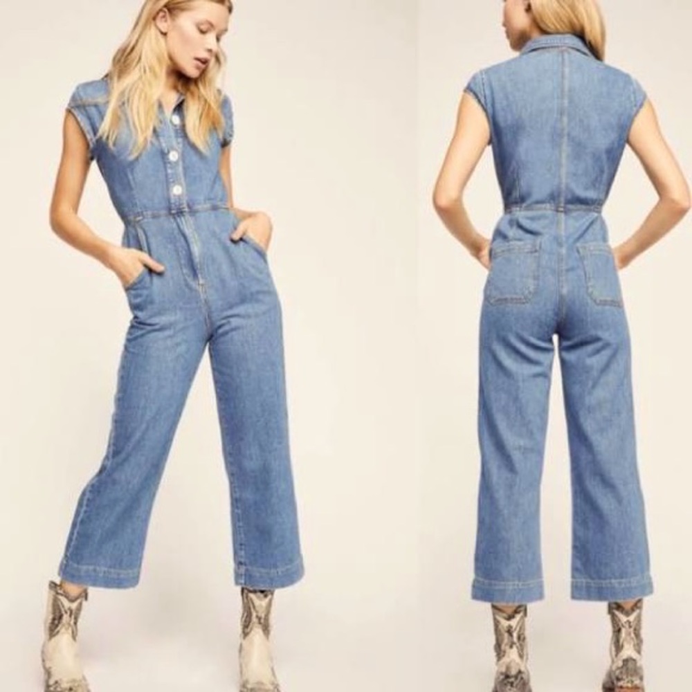 Free People Denim Jumpsuit